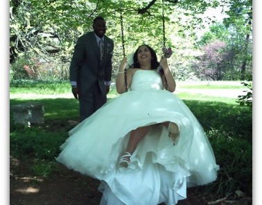 Bride and Groom on Swing