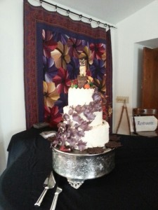 Wedding cake with edible leaves